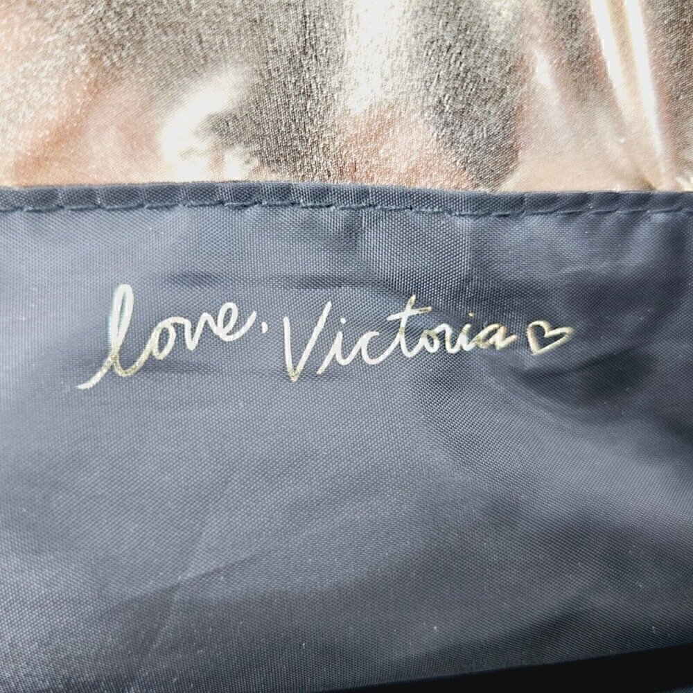 Victoria's Secret Metallic Rose Gold Chevron Tote Weekender Shopper Bag - Picture 6 of 10